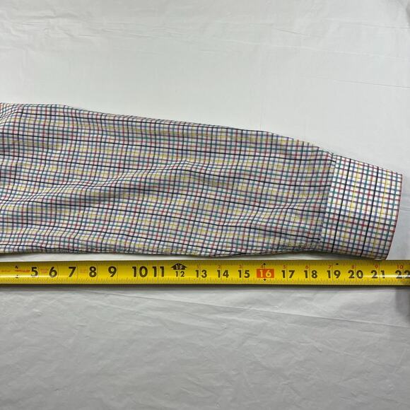 Bugatchi Shaped Fit Multicolor Check Button Down Shirt Men’s Large 100% Cotton - Picture 4 of 10